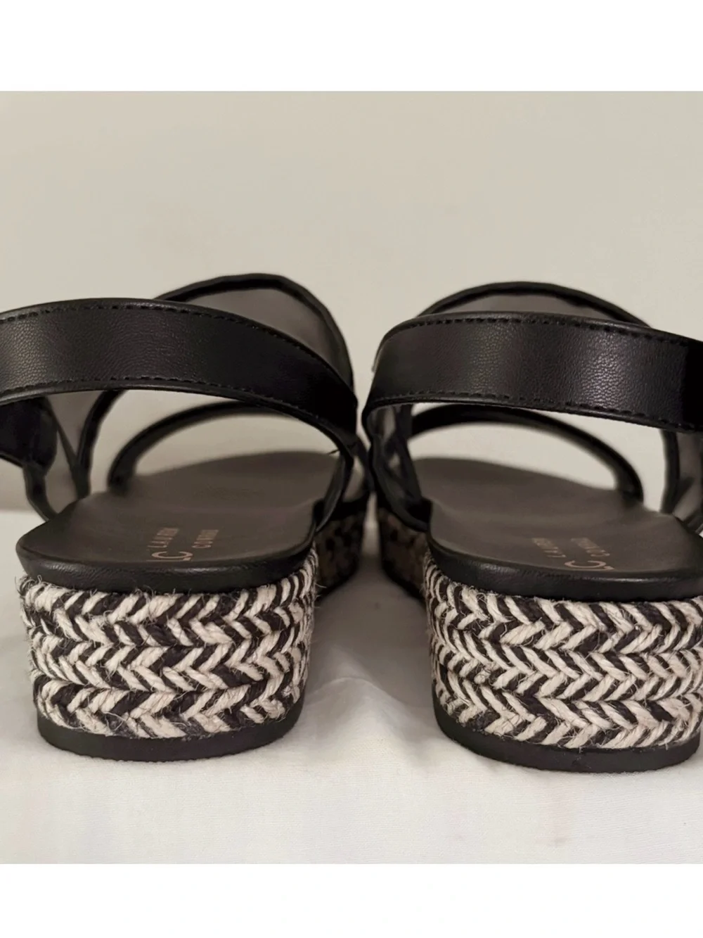 LC Lauren Conrad Black Platform Sandals with Braided Trim